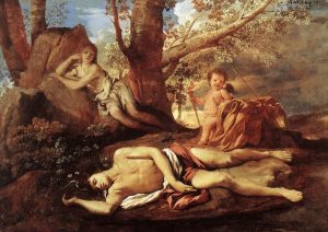 Eco y Narciso - Nicolas Poussin, Public domain, via Wikimedia Commons